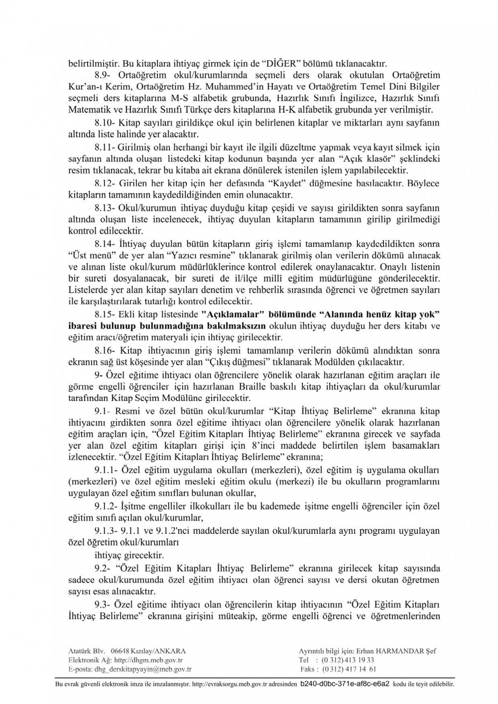 MEB'den Acil ve Günlü ''Ders Kitapları'' Yazısı