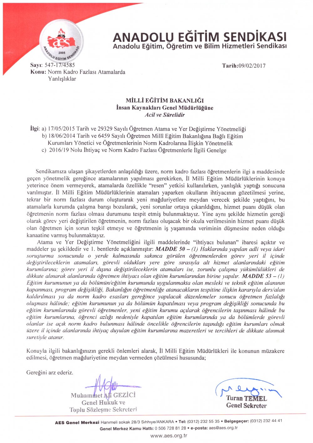 Norm Kadro Fazlası Öğretmen Atamaları Yanlış Yapılmaktadır