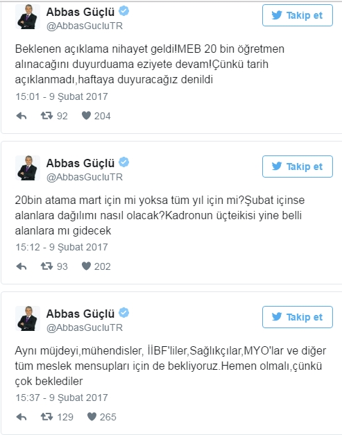 Abbas Güçlü: MEB 20 bin öğretmen alınacağını duyurdu ama eziyete devam!