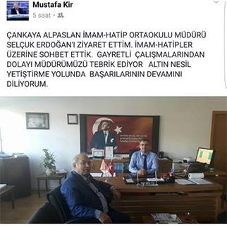 Mustafa Kır: İmam Hatip Ortaokul Müdürüne" Altın Nesil Yetiştime "Yolunda Başarılar Diledi