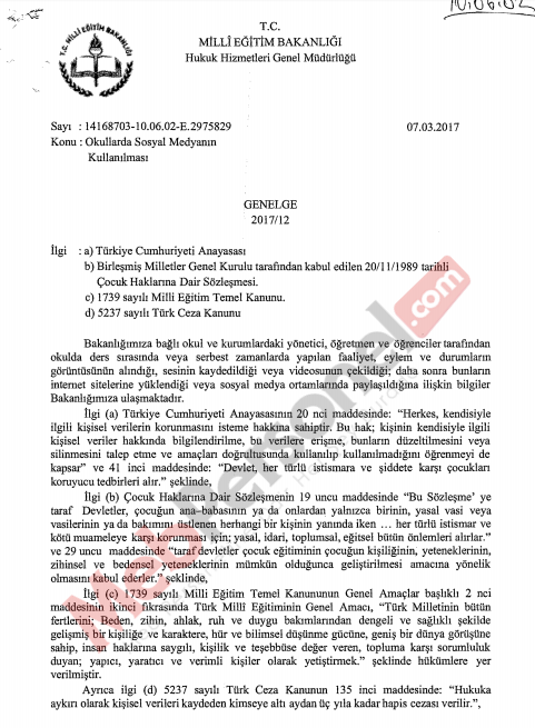 MEB'den, Öğretmenlere ve Okul Yöneticilerine ''Sosyal Medya'' Uyarısı