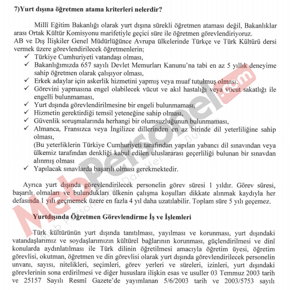 Yurt Dışına Öğretmen Atama Kriterleri Neler?