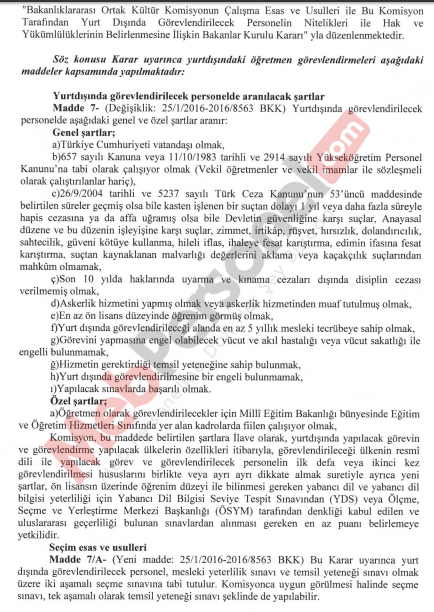 Yurt Dışına Öğretmen Atama Kriterleri Neler?