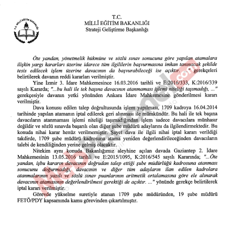MEB'den Şube Müdürü Atamaları Açıklaması