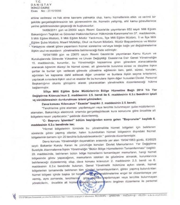 DANIŞTAY İDDK Kararı “1709 Şube Müdürü Atamasının İptali” Anlamına Geliyor