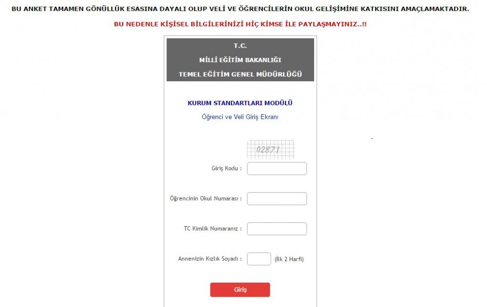 Öğrenciler ve Veliler Okulu Değerlendirecek (Modül Açıldı)