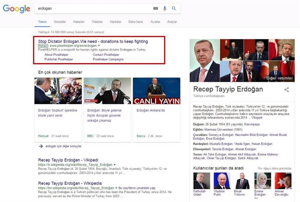 Cumhurbaşkanı Erdoğan'a 'diktatör' demek için reklam verdiler