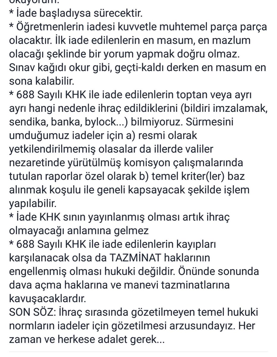 İhraç ve Göreve İade Açıklaması