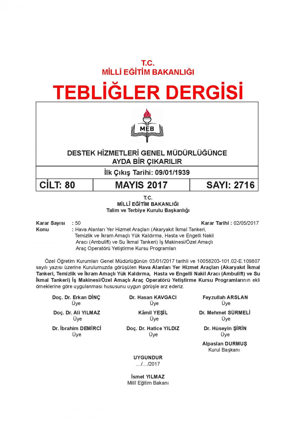 Mayıs Ayı Tebliğler Dergisi Yayımlandı