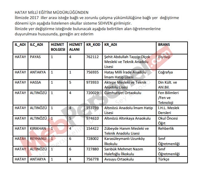 İller Arası Yer Değiştirme Talebinde Bulunacak Öğretmenlerin Dikkatine!