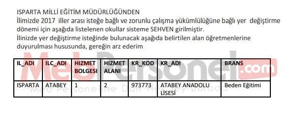 İller Arası Yer Değiştirme Talebinde Bulunacak Öğretmenlerin Dikkatine!