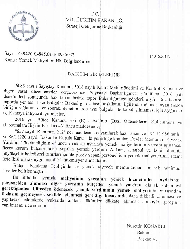 MEB'den İl Milli Eğitim Müdürlüklerine Maliyet Uyarısı