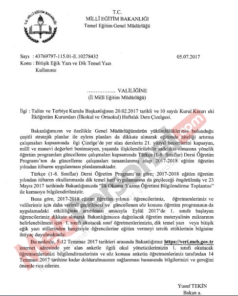 MEB'den, 1. Sınıfı Okutacak Öğretmenlerle İlgili Önemli Yazı