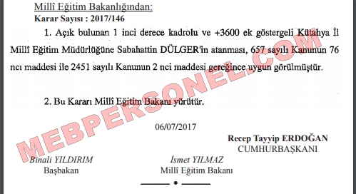 3 İle Milli Eğitim Müdürü Ataması Yapıldı