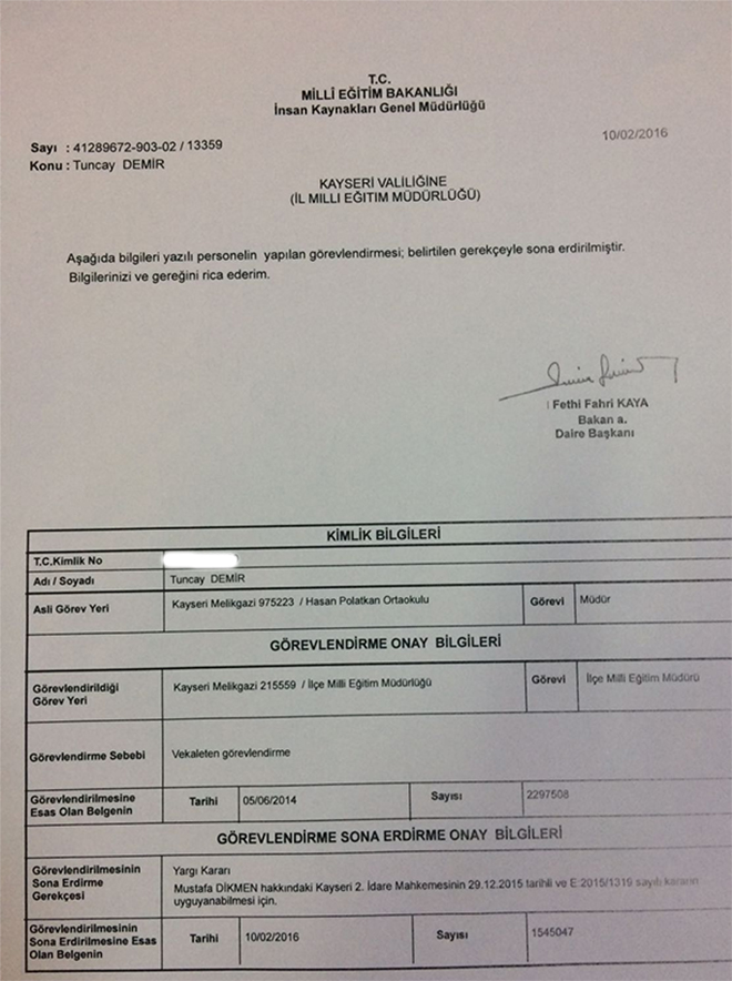 Kayseri Milli Eğitim'den Skandal Atama İşlemi