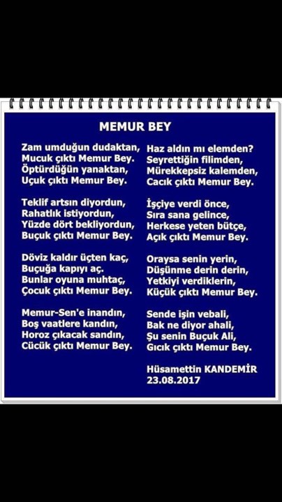 Toplu Sözleşmeyi Anlatan ''Memur Bey'' Şiiri