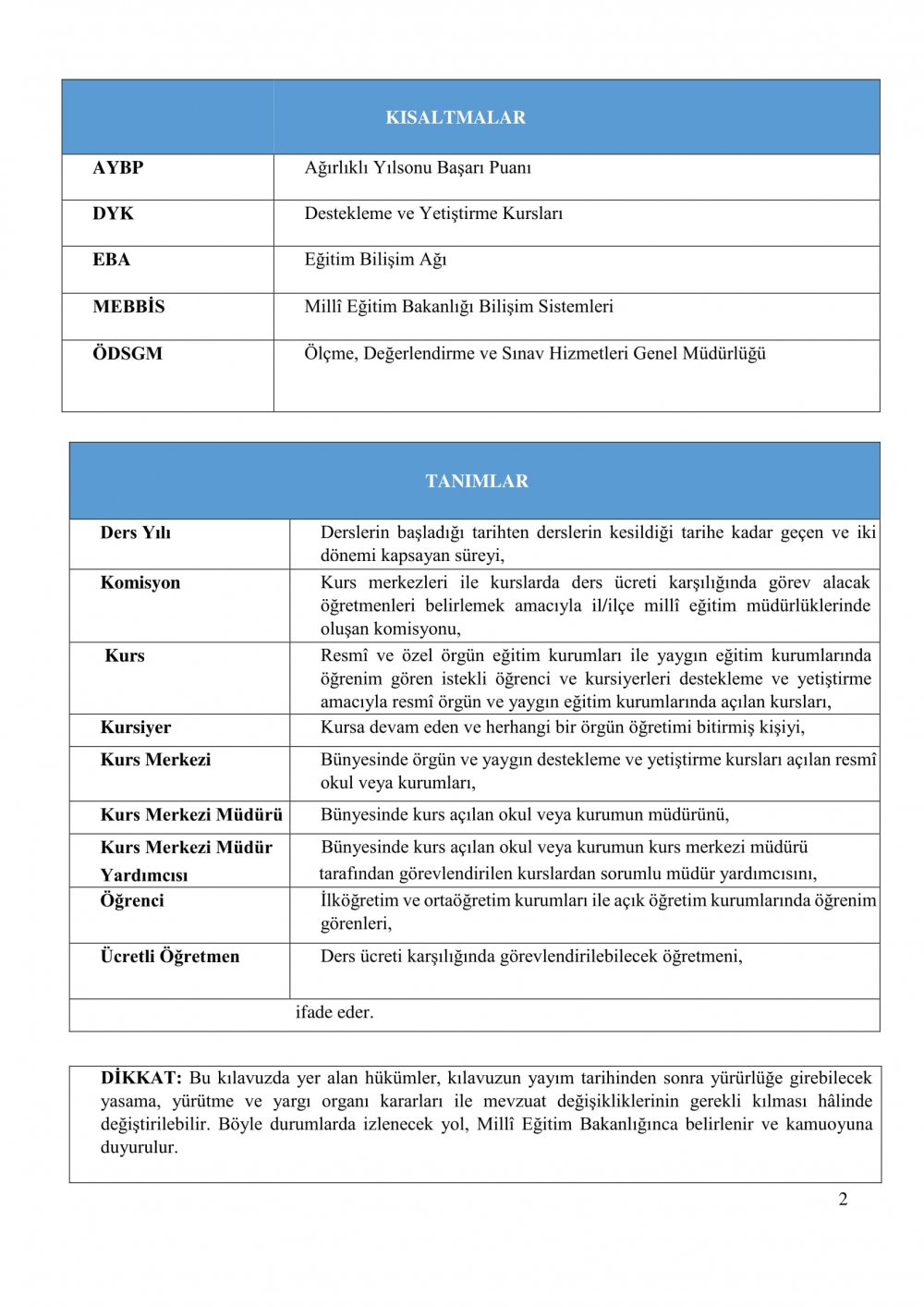 2017-2018 Öğretim Yılı Destekleme ve Yetiştirme Kursu e-Kılavuzu Yayımlandı