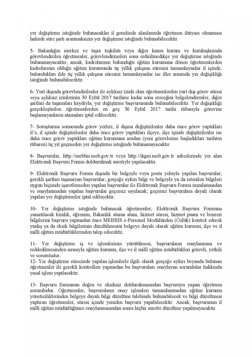 MEB'den 2. İl İçi ve İl Dışı Yer Değiştirme Duyurusu