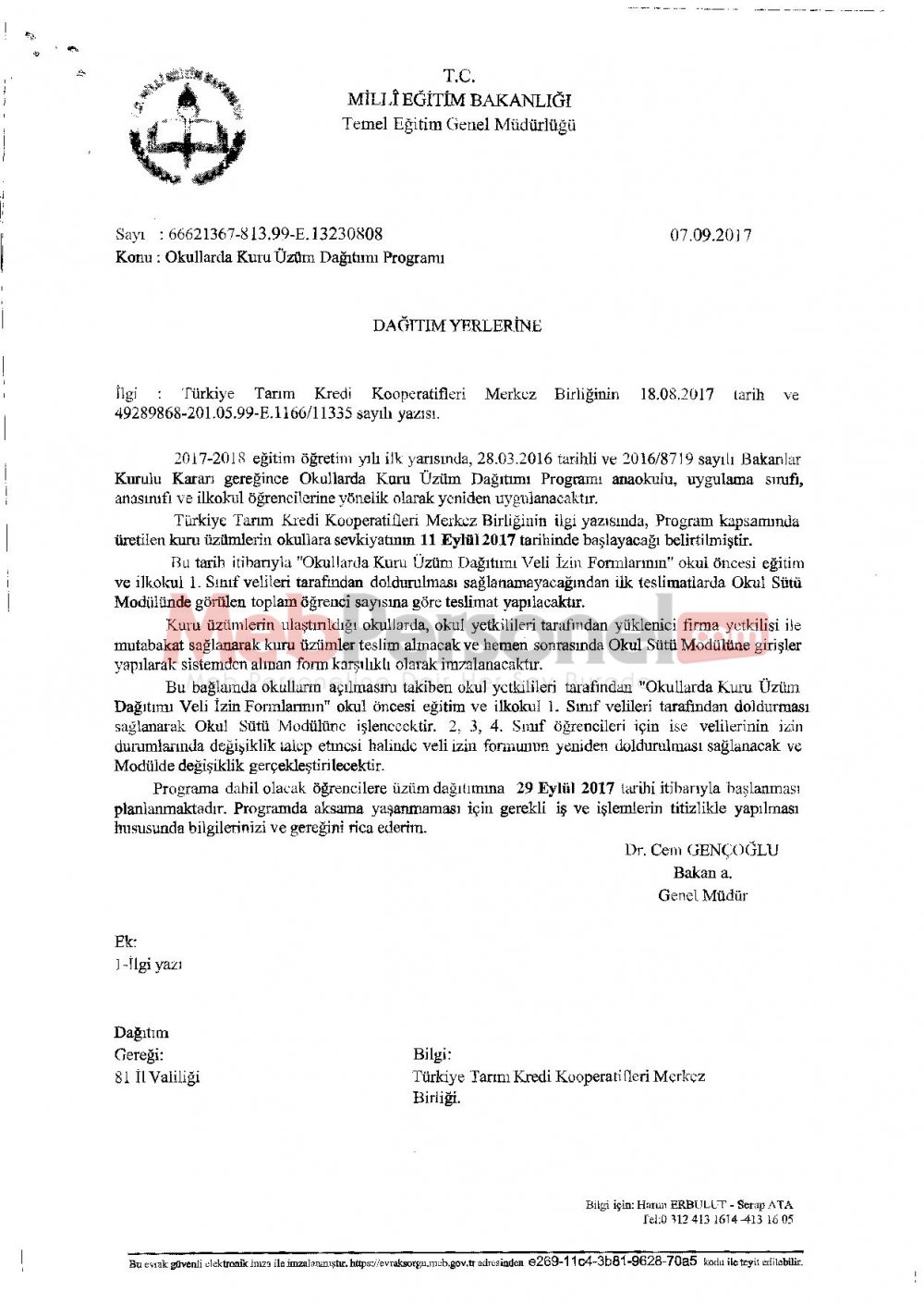 Kuru Üzüm Dağıtım Programı Açıklandı