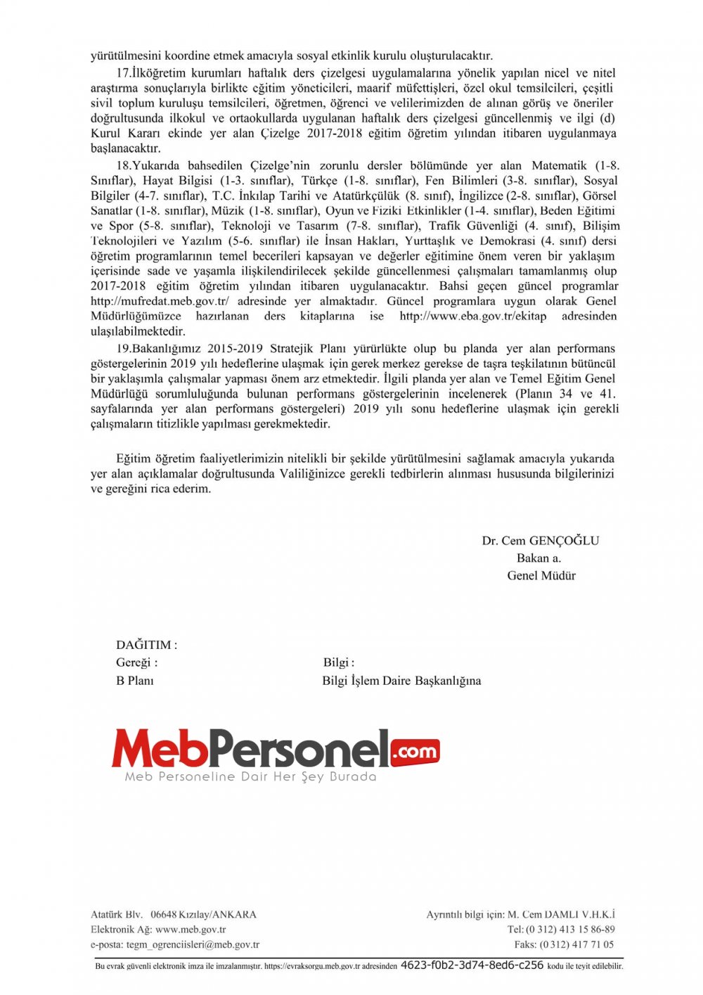 MEB'den ''Sene Başı İş ve İşlemler'' Yazısı