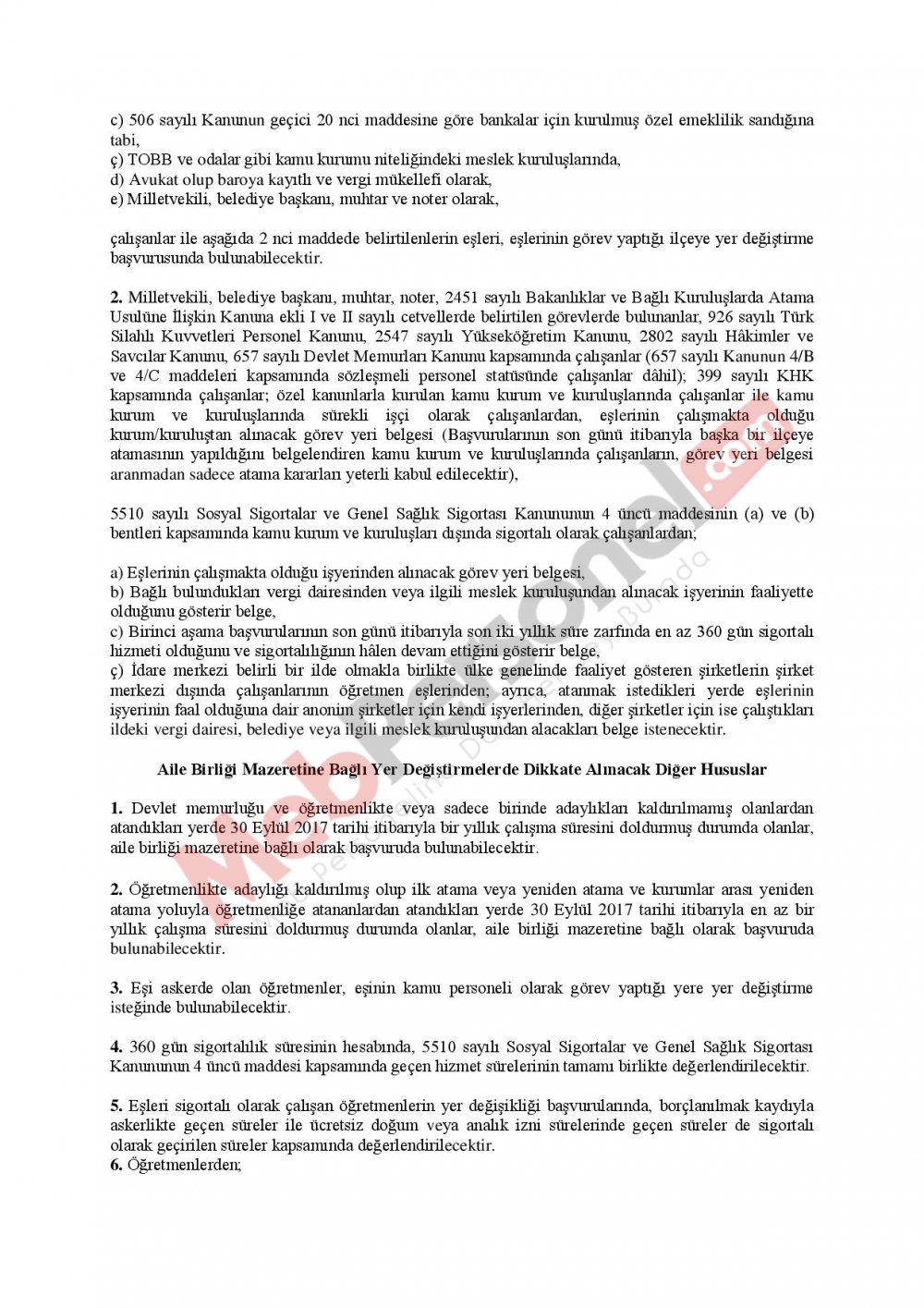 İl İçi Özür Grubu Başvuruları Başlıyor