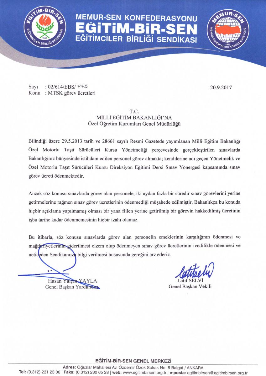 Direksiyon Uygulama Sınavı Ücretleri Derhal Ödenmelidir