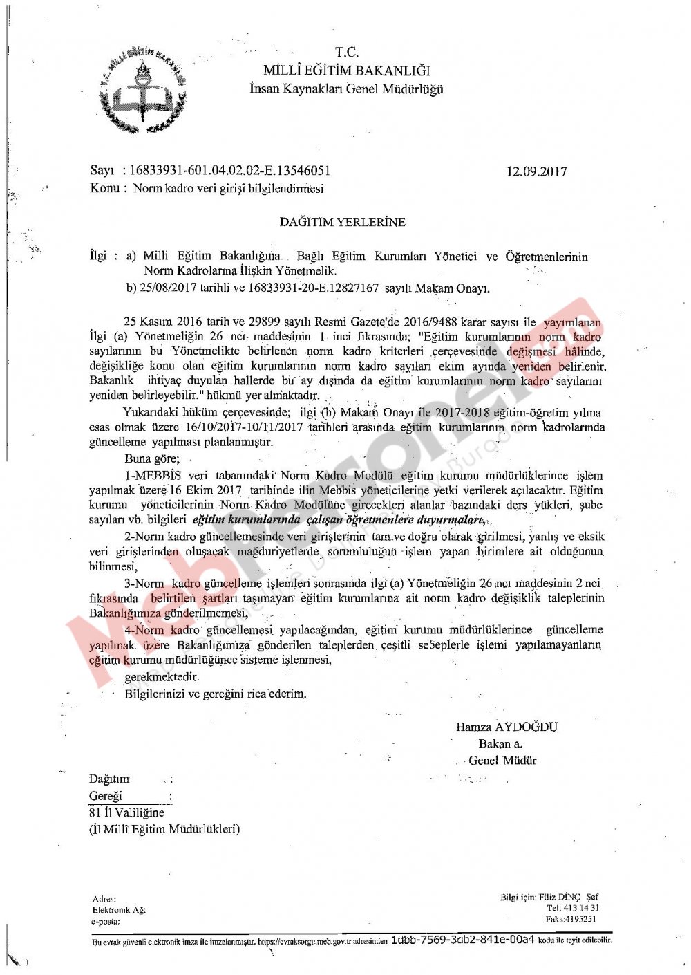 Norm Kadro Veri Girişi Bilgilendirmesi