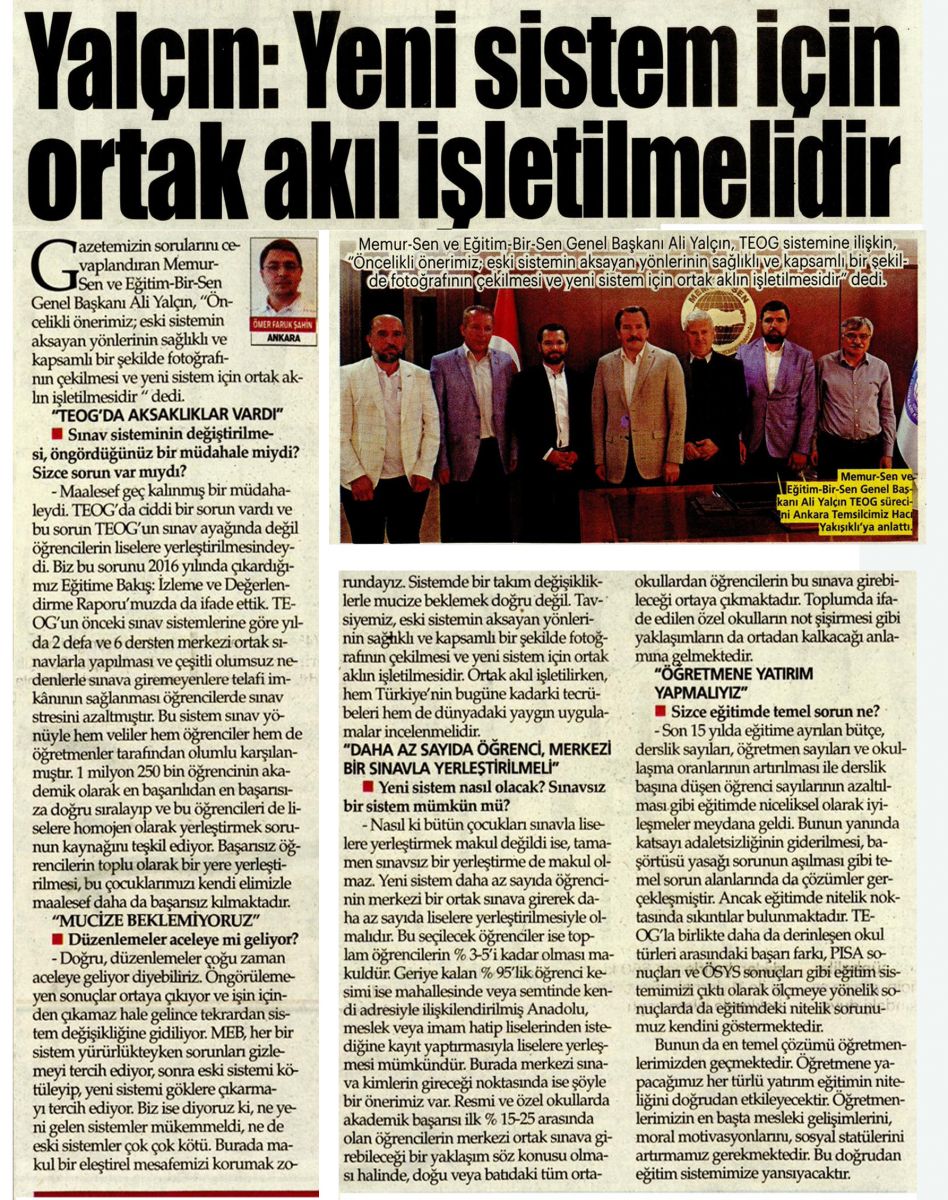 Yalçın: ''Öğretmene Yatırım Yapmalıyız''