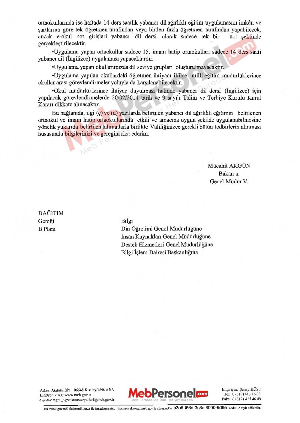 MEB'den ''5. Sınıflarda Yabancı Dil Ağırlıklı Eğitim'' Yazısı