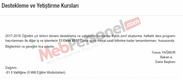 MEB'den ''Destekleme ve Yetiştirme Kursları'' Hakkında Uyarı