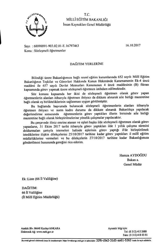 İkisi de Sözleşmeli Olan Öğretmenlerin Eş Durumu Atamaları Yapılacak