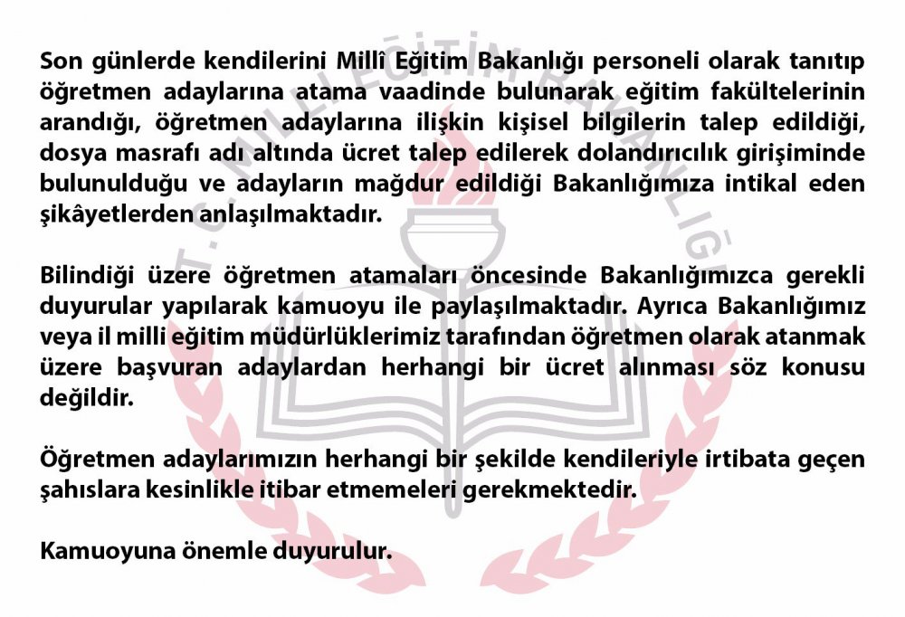 MEB'den öğretmen adaylarına önemli duyuru