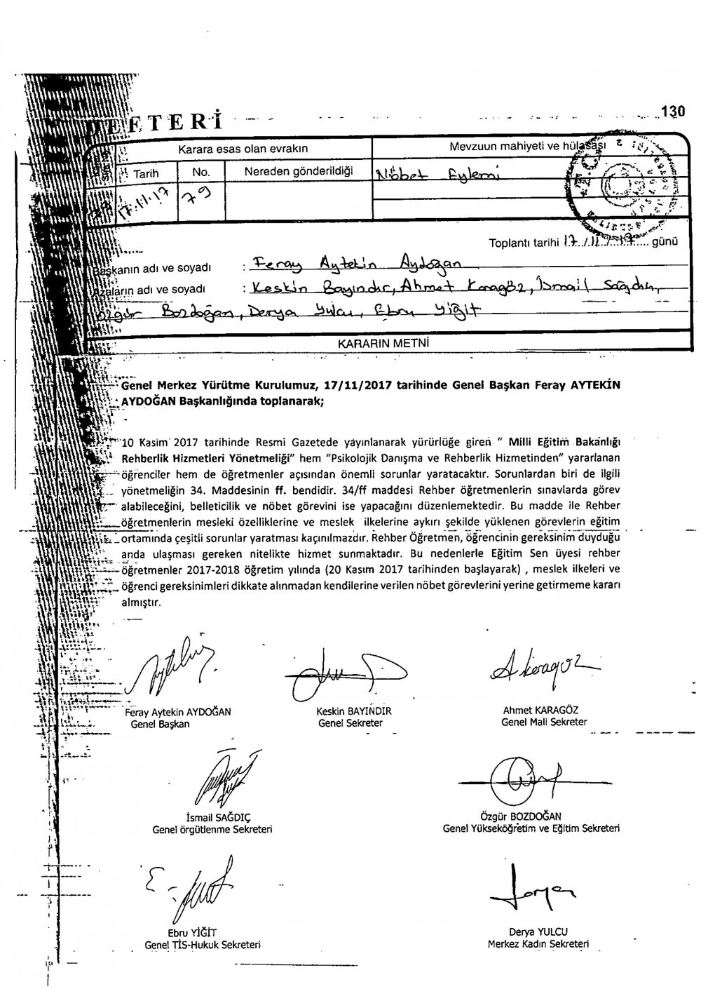 Eğitim-Sen'den Nöbet Tutmama Kararı