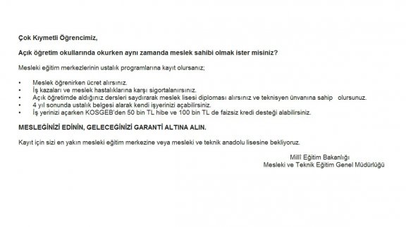 MEB'DEN ÖNEMLİ DUYURU