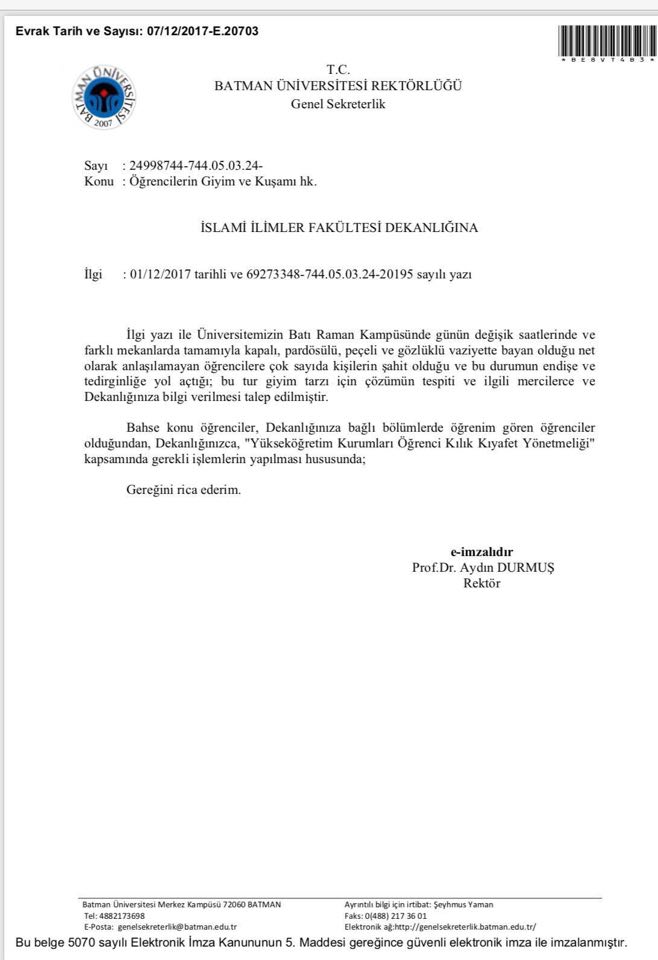 Batman Üniversitesinde Fatura Davut Okçu'ya Kesildi