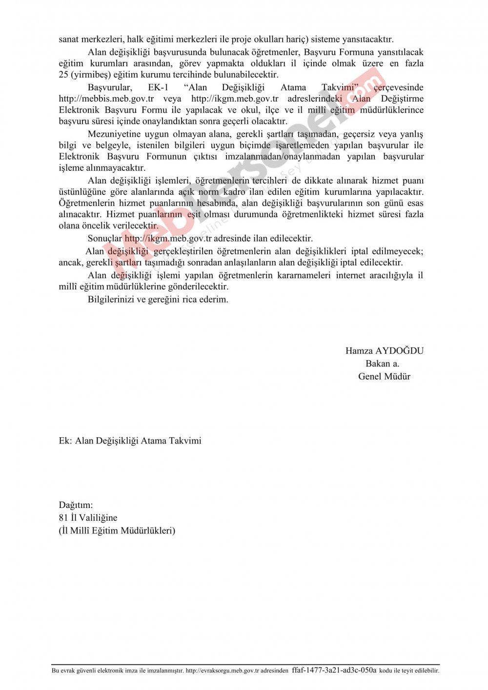 Alan Değişikliği MEBBİS Başvuru Ekranı Açıldı