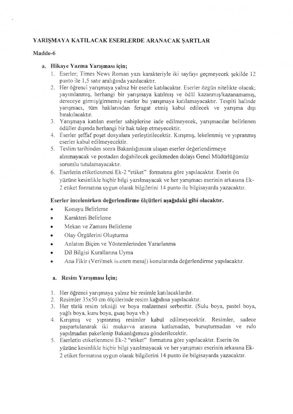 MEB'den ''Resim ve Hikaye Yazma Yarışması'' Yazısı