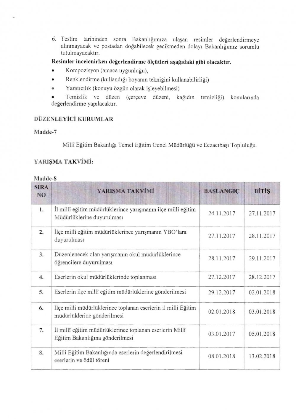 MEB'den ''Resim ve Hikaye Yazma Yarışması'' Yazısı