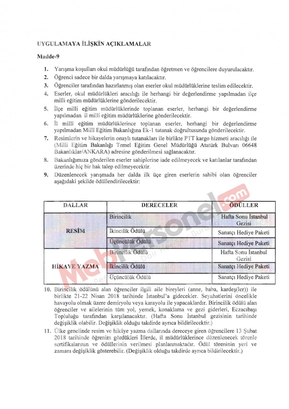 MEB'den ''Resim ve Hikaye Yazma Yarışması'' Yazısı