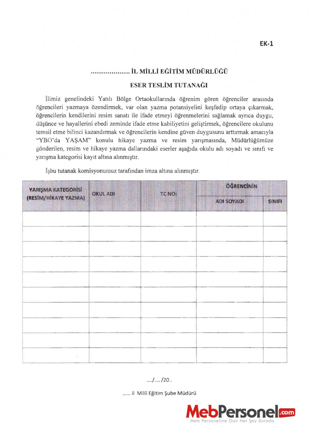 MEB'den ''Resim ve Hikaye Yazma Yarışması'' Yazısı