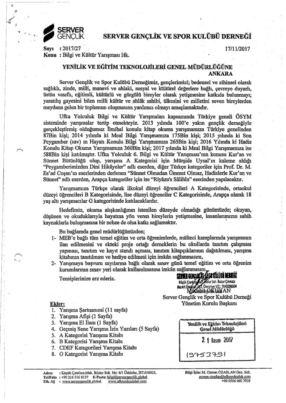 MEB'den ''Bilgi ve Kültür Yarışması'' Yazısı