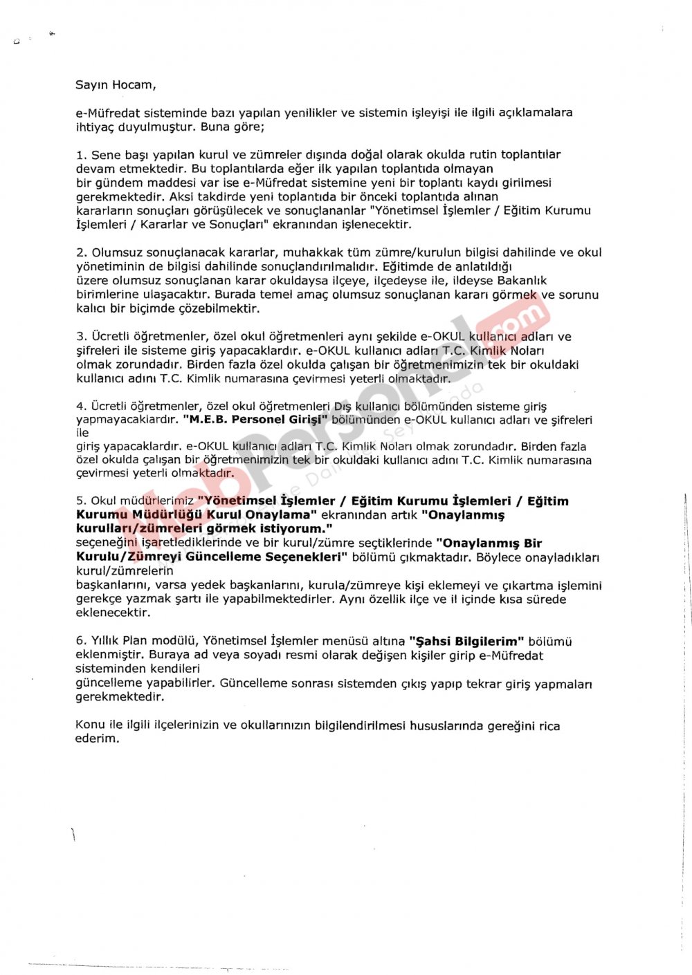 MEB'den e-Kurum ve Zümre Modülü Açıklaması