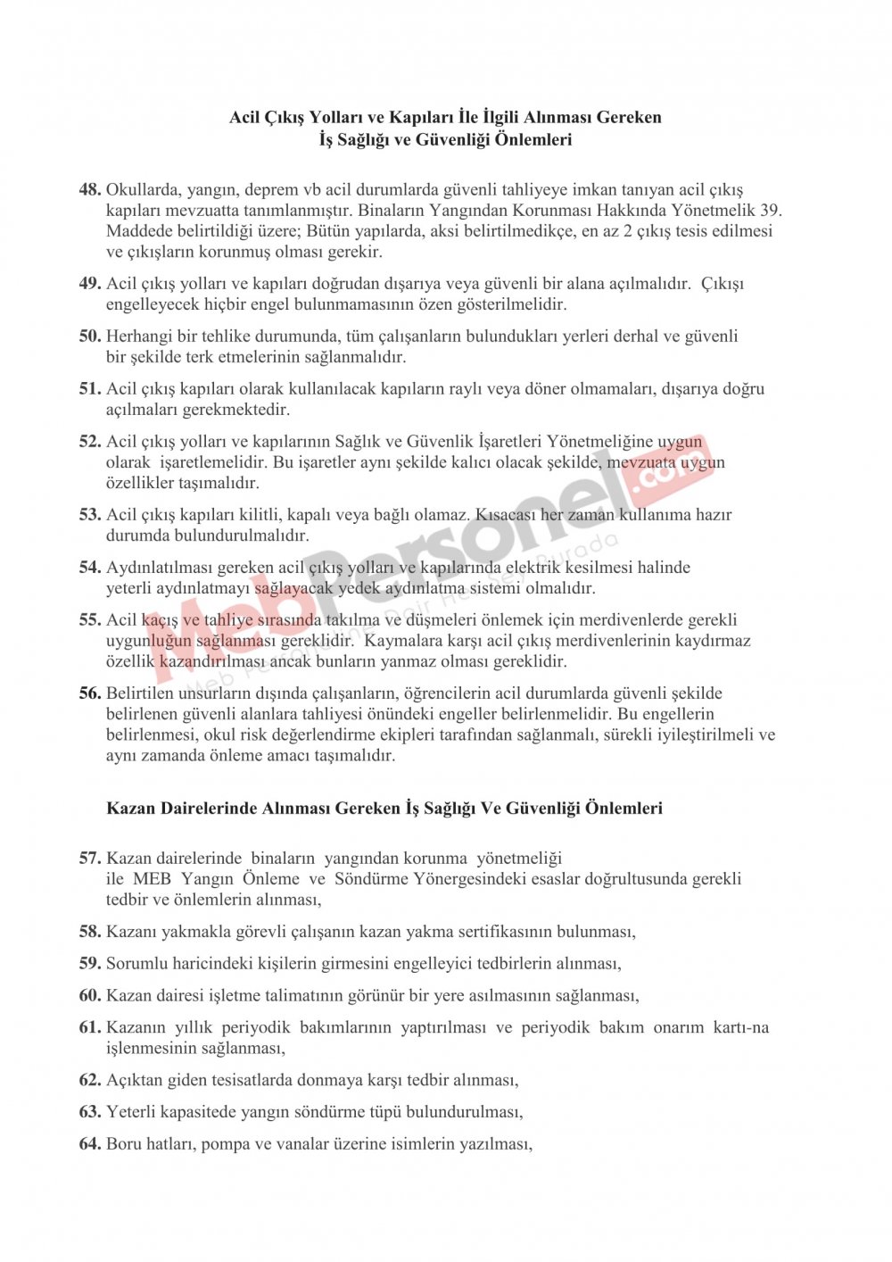 Okul ve Kurumlarda Alınması Gereken Genel Önlemler