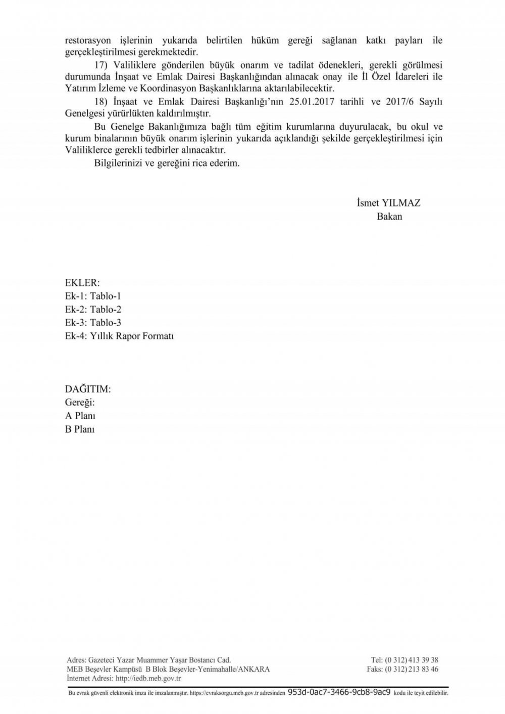 MEB'den ''Bakım Onarım'' Genelgesi