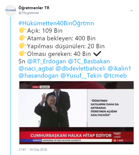 40 Bin Öğretmen Ataması İçin Hükümete Çağrı