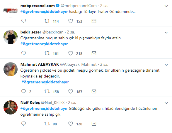 "Öğretmene Şiddete Hayır" Etiketi Sosyal Medyada Rekor Kırdı