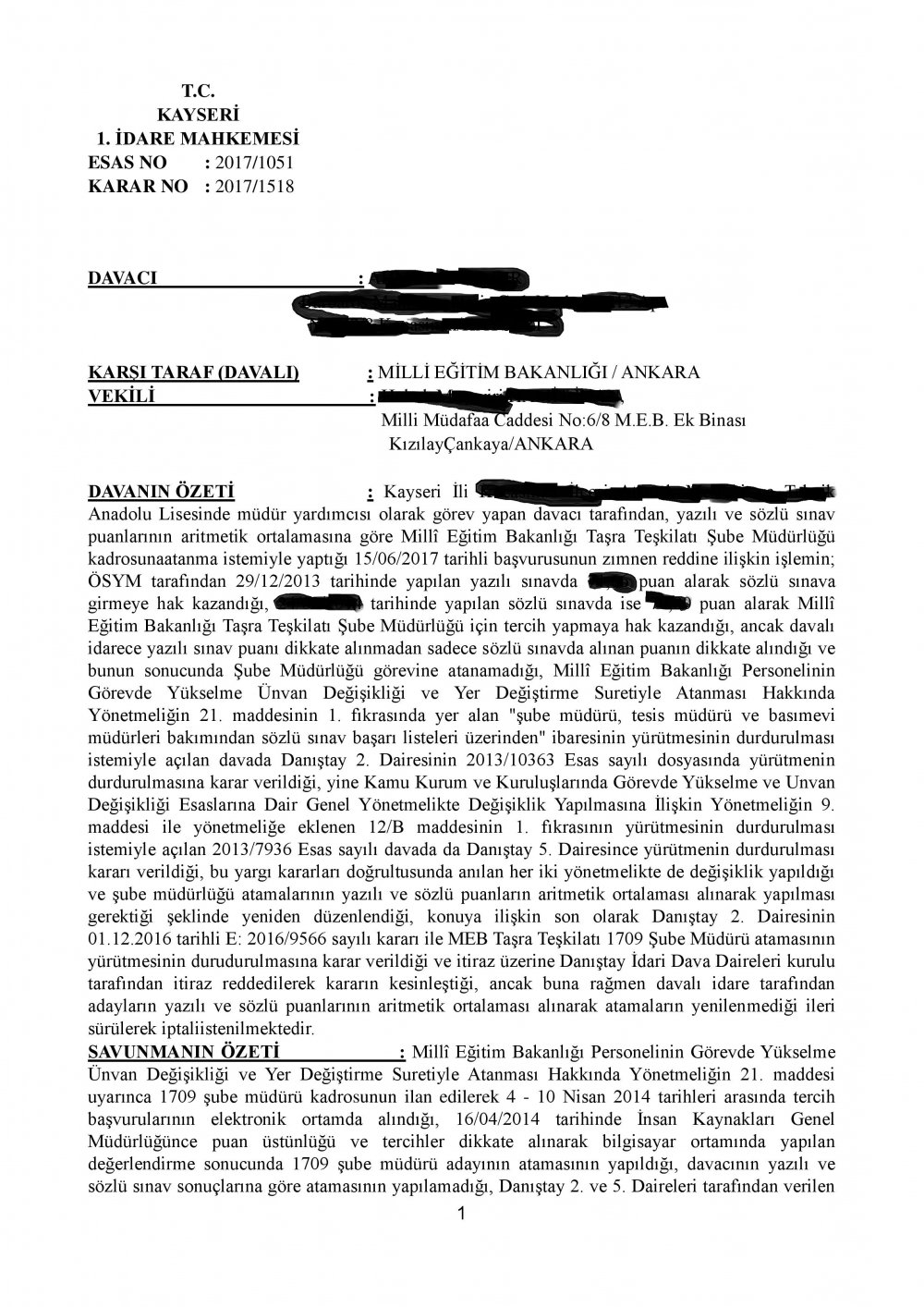 Mahkemeden 1709 Şube Müdürü Atamasına Yürütmeyi Durdurma Kararı