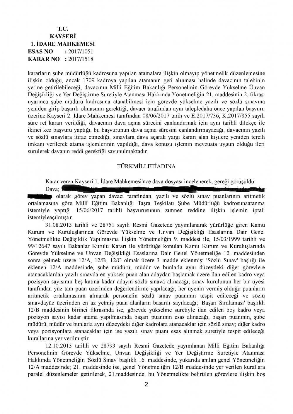 Mahkemeden 1709 Şube Müdürü Atamasına Yürütmeyi Durdurma Kararı