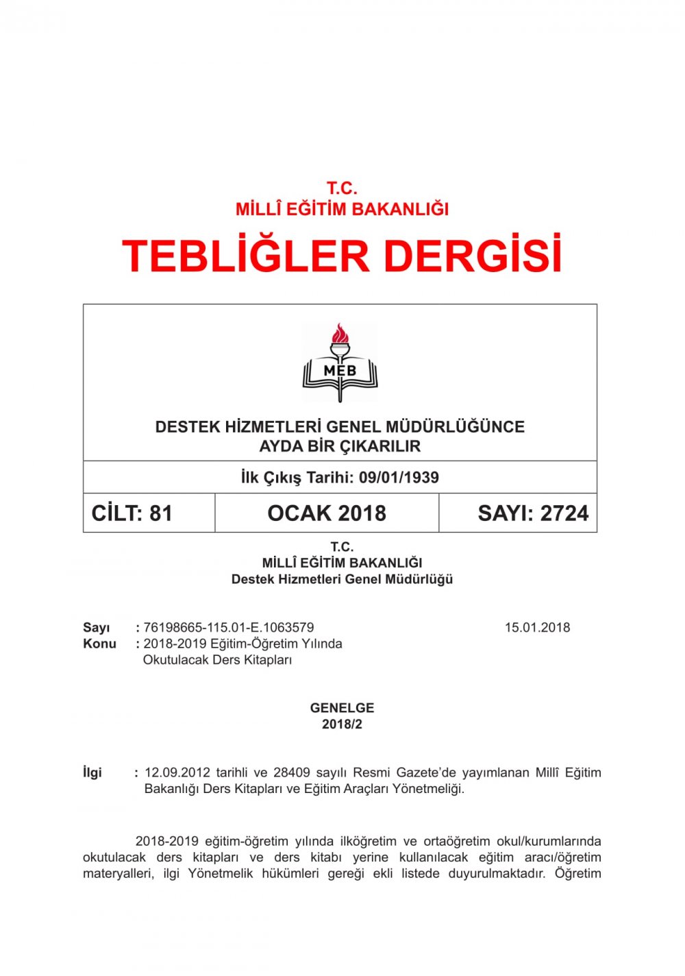 2018-2019 Eğitim-Öğretim Yılında Okutulacak Ders Kitapları Belli Oldu