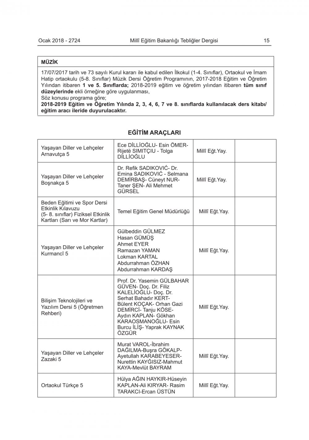 2018-2019 Eğitim-Öğretim Yılında Okutulacak Ders Kitapları Belli Oldu